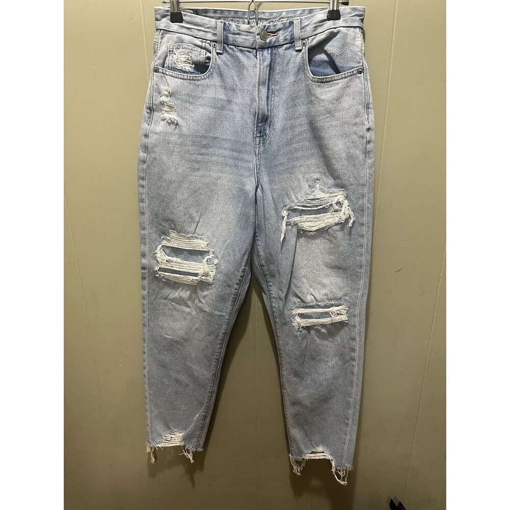 American Eagle Jeans Women's Sz 6 Baggy Wide Leg High Rise Distressed Pants